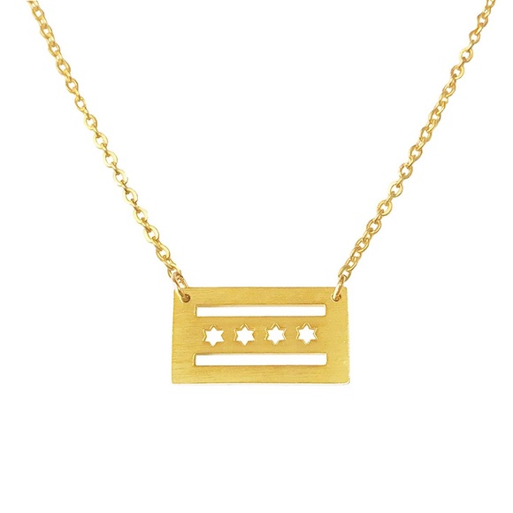 Jewelry - Chicago Flag Gold Necklace